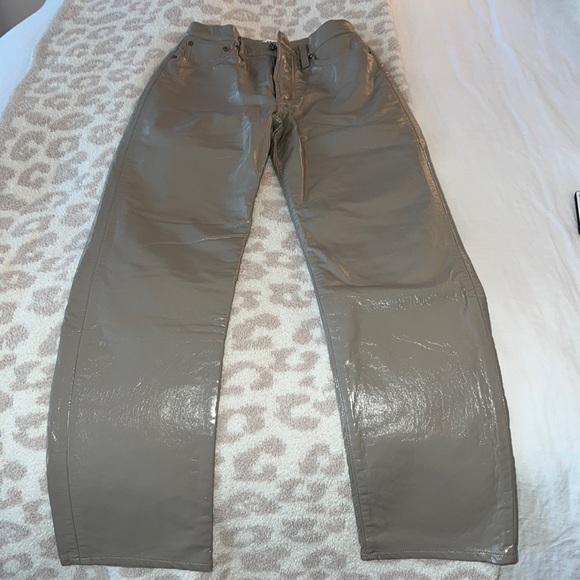 Agolde Taupe Patent Leather Pants - Picture 2 of 5